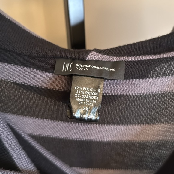 INC international concepts black and gray striped cowl neck sweater size 2X - Picture 2 of 8